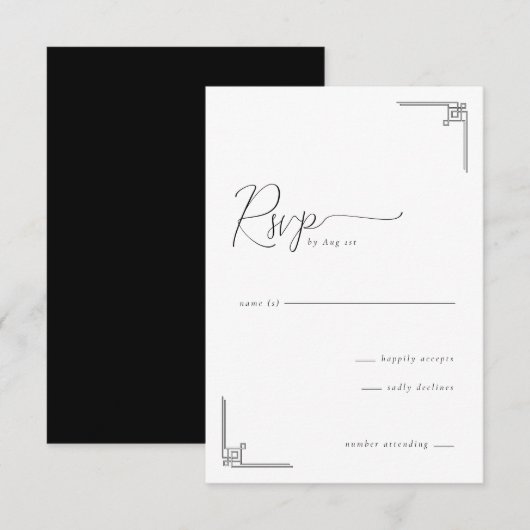 Elegant Grayscale Geometric RSVP (Vorne/Hinten)