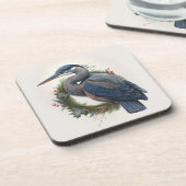 Elegant Great Blue Heron Holidays/Christmas Getränkeuntersetzer (Linke Seite)