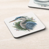Elegant Great Blue Heron Holidays/Christmas Getränkeuntersetzer (Linke Seite)