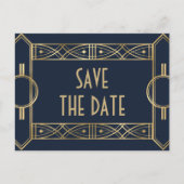 Elegant Great Gatsby Art Deco Retten Sie die Daten Ankündigungspostkarte (Vorderseite)