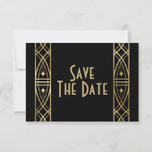 Elegant Great Gatsby Art Deco Retten Sie die Daten Save The Date (Rückseite)