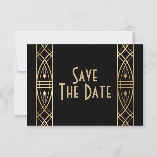 Elegant Great Gatsby Art Deco Retten Sie die Daten Save The Date (Rückseite)