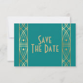 Elegant Great Gatsby Art Deco Speichern Sie die Da Save The Date (Rückseite)