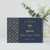 Elegant Great Gatsby Art Deco Speichern Sie die Da Save The Date (Stehend Vorderseite)