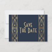 Elegant Great Gatsby Art Deco Speichern Sie die Da Save The Date (Rückseite)