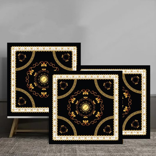 Elegant Greek Baroque Gold Frame Pattern luxury Fliese