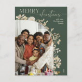 Elegant Green 1 Foto Arch Frohe Weihnachten Postkarte (Vorderseite)