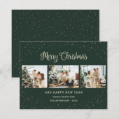 Elegant Green 3 Foto Frohe Weihnachtskarten Feiertagskarte (Vorne/Hinten)