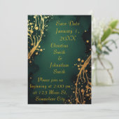 Elegant Green and Gold Design Wedding Invitation Einladung (Stehend Vorderseite)
