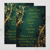 Elegant Green and Gold Design Wedding Invitation Einladung (Vorne/Hinten)