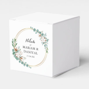 Elegant Green and Gold Floral Muslim Nikah Wedding Geschenkschachtel