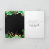 Elegant Green and Gold Flowers Birthday Party Dankeskarte (Innenseite)