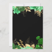 Elegant Green and Gold Flowers Birthday Party Dankeskarte (Rückseite)