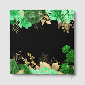 Elegant Green and Gold Flowers Birthday Party Gästebuch (Rückseite)