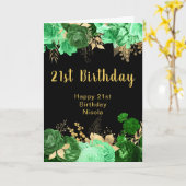 Elegant Green and Gold Flowers Birthday Party Karte (Gelbe Blume)