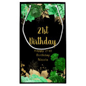 Elegant Green and Gold Flowers Birthday Party Kleine Geschenktüte (Rückseite)