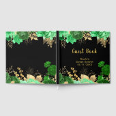 Elegant Green and Gold Flowers Sweet Sixteen Gästebuch (Voll)
