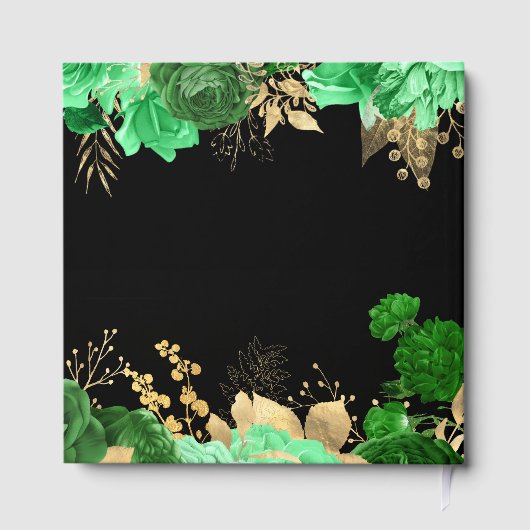 Elegant Green and Gold Flowers Sweet Sixteen Gästebuch (Rückseite)