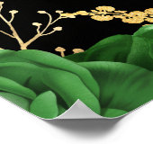 Elegant Green and Gold Flowers Sweet Sixteen Poster (Ecke)