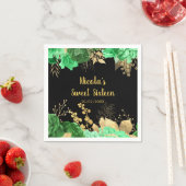 Elegant Green and Gold Flowers Sweet Sixteen Serviette (Beispiel)