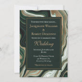 Elegant Green and Gold Marble Wedding Einladung (Vorderseite)