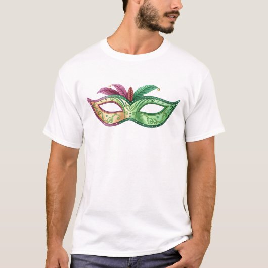 Elegant Green and Gold Masquerade Mask T-Shirt (Vorderseite)