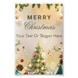 Elegant Green and Gold Modern Merry Christmas Post Fotodruck