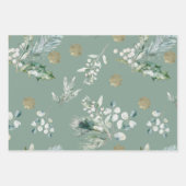 Elegant Green and Gold Winter Greenery Christmas Geschenkpapier Set (Vorderseite 3)