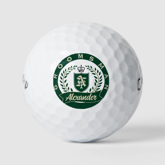 Elegant Green and Ivory Groomsman Wedding Gift  Golfball (Vorderseite)