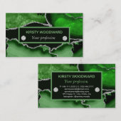 Elegant Green and Silver Faux Glitter Agate Visitenkarte (Vorne/Hinten)