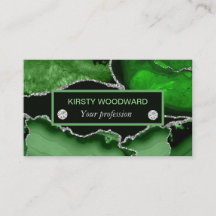 Elegant Green and Silver Faux Glitter Agate