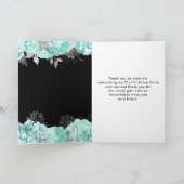 Elegant Green and Silver Flowers Birthday Party Dankeskarte (Innenseite)
