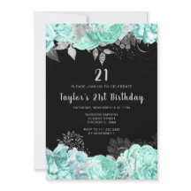 Elegant Green and Silver Flowers Birthday Party