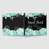 Elegant Green and Silver Flowers Birthday Party Gästebuch (Voll)