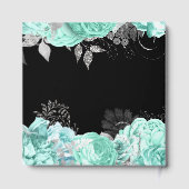 Elegant Green and Silver Flowers Birthday Party Gästebuch (Rückseite)