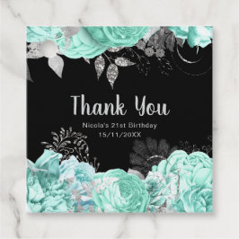 Elegant Green and Silver Flowers Birthday Party Geschenkanhänger