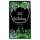 Elegant Green and Silver Flowers Birthday Party  Kleine Geschenktüte (Rückseite)