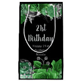 Elegant Green and Silver Flowers Birthday Party Kleine Geschenktüte (Vorderseite)