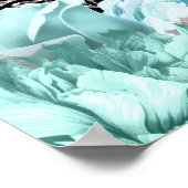 Elegant Green and Silver Flowers Birthday Party Poster (Ecke)