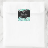 Elegant Green and Silver Flowers Birthday Party Quadratischer Aufkleber (Tasche)