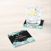 Elegant Green and Silver Flowers Birthday Party Rechteckiger Pappuntersetzer (Vor Ort)