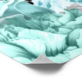 Elegant Green and Silver Flowers Sweet Sixteen Poster (Ecke)