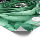 Elegant Green and Silver Flowers Sweet Sixteen  Poster (Ecke)