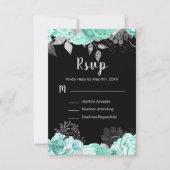 Elegant Green and Silver Flowers Sweet Sixteen RSVP Karte (Vorderseite)