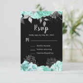 Elegant Green and Silver Flowers Sweet Sixteen RSVP Karte (Stehend Vorderseite)