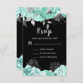 Elegant Green and Silver Flowers Sweet Sixteen RSVP Karte (Vorne/Hinten)