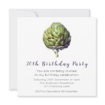 Elegant Green Artichoke BIrthday Einladung