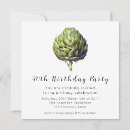 Elegant Green Artichoke BIrthday Einladung