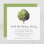 Elegant Green Artichoke BIrthday Einladung<br><div class="desc">Elegante Aquarellmalerei grüner Artischocke mit individualisierbarer Botschaft an den Anzug jedes Party,  sei es ein Cocktail Party oder eine lustige Ansammlung. Ideal für Pflanze,  vegan und Vegetarier.</div>