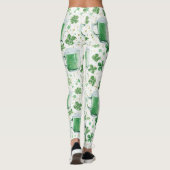 Elegant Green Beer Mugs and Shamrocks White Leggings (Rückseite)